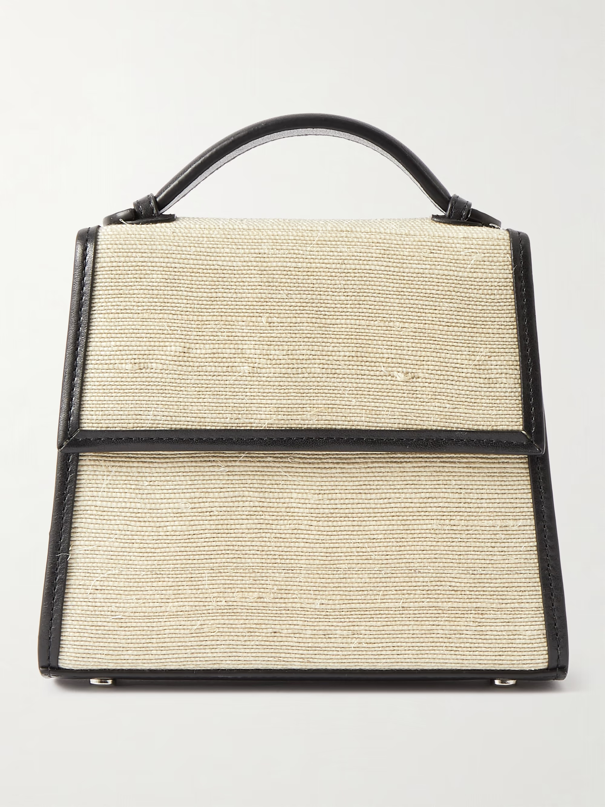 Small leather-trimmed raffia tote | NET-A-PORTER (US)