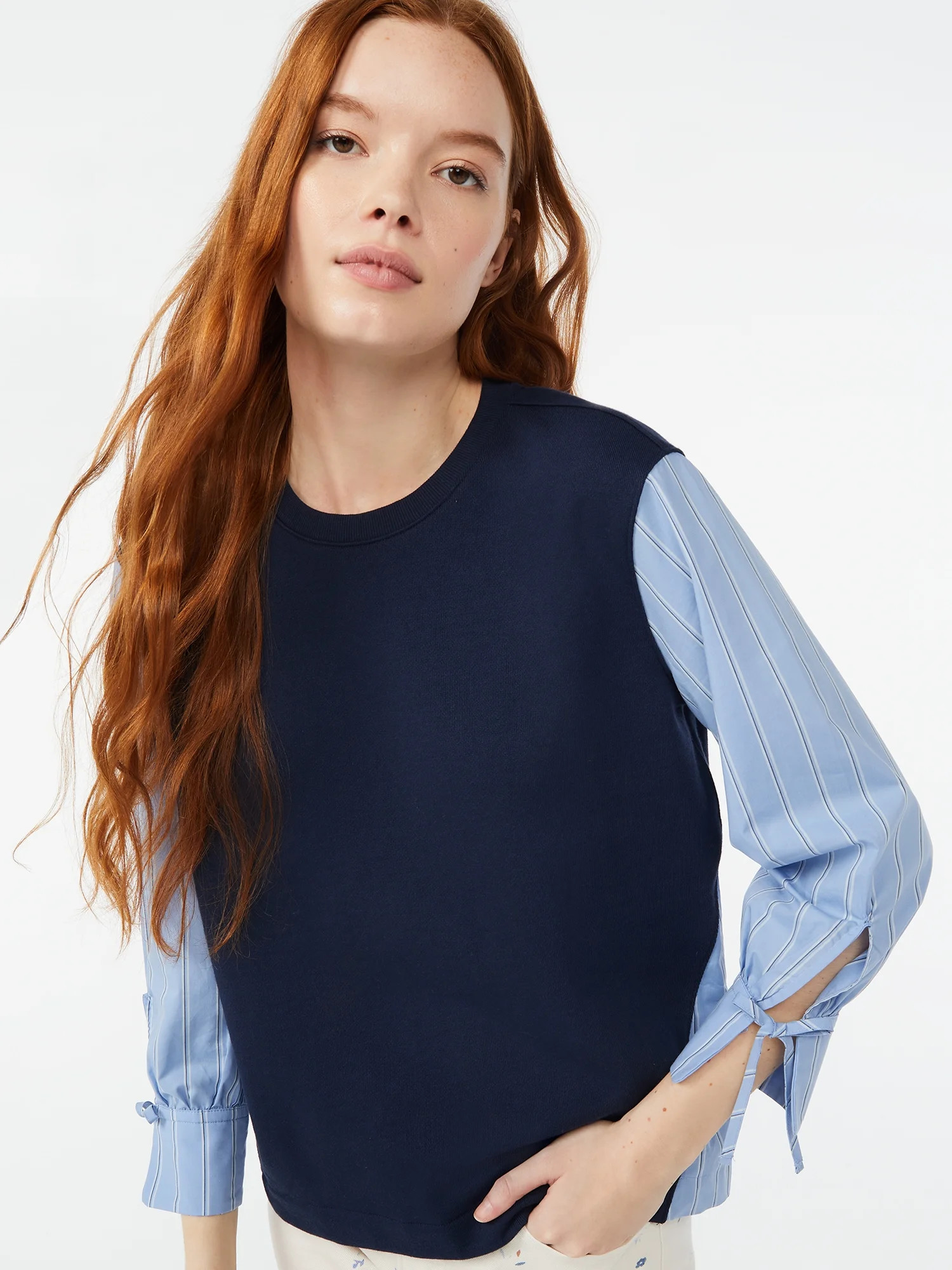 Free Assembly Women's Mixed Terry Blousant Shirt - Walmart.com | Walmart (US)