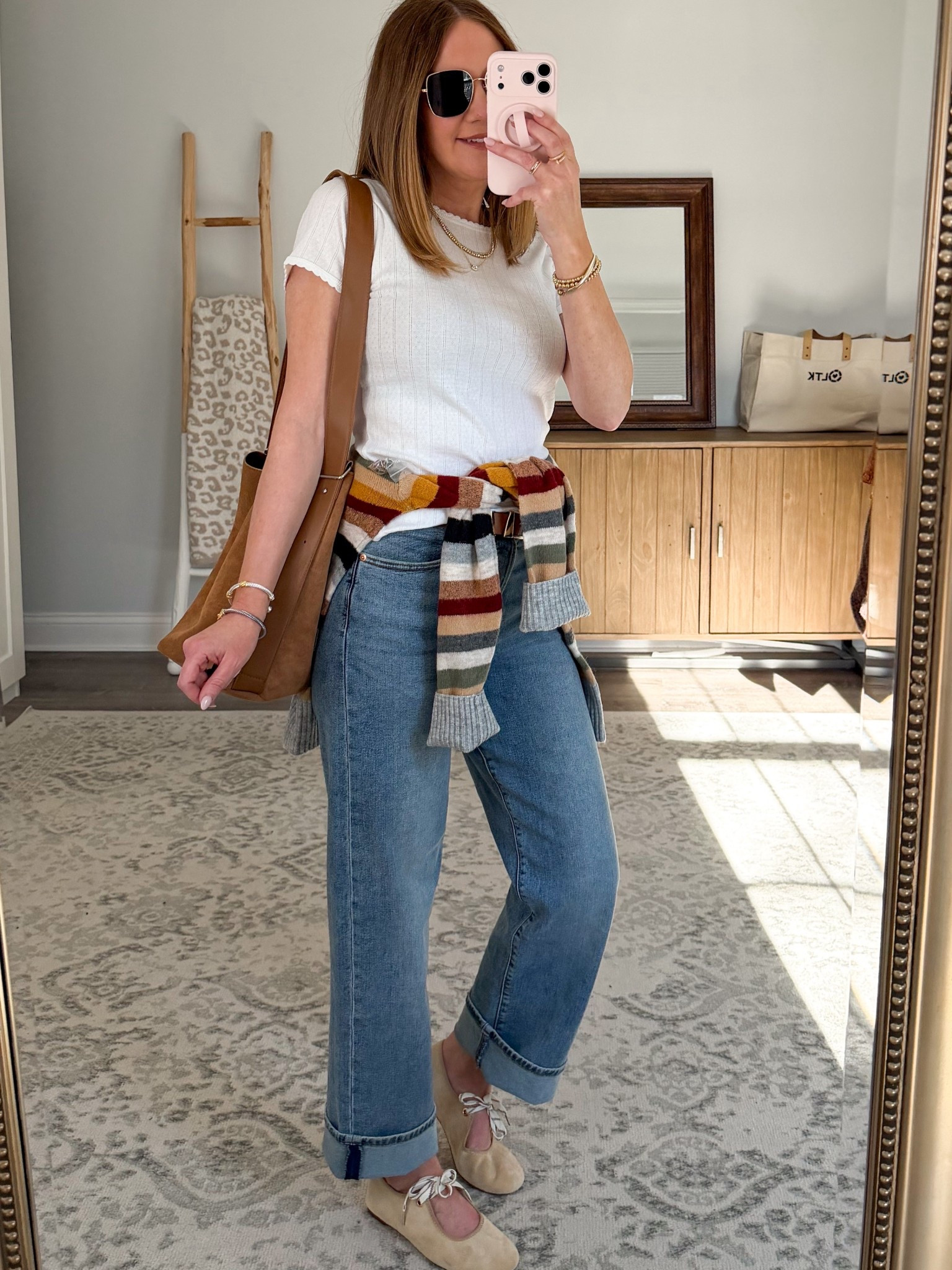 Another edition of Amazon understood the assignment 🥰 LOVE is not a strong enough word for this sweater! It feels like cashmere and makes such a statement. It’s not warm enough outside to wear it styled this way just yet. I ended up throwing it on with socks and clogs. Hurry up, spring! 

#amazonunderstoodtheassignment 
#headtotoeamazon 
Amazon fashion finds
Casual spring outfit idea 
Sweater and jeans outfit 
What to wear 
Amazon spring shoes
Straight leg jeans outfit,
Striped sweater
Over 40 style
Style at midlife
Elevated casual style
Look for less



#LTKootd #LTKOver40 #LTKmomlife