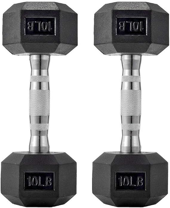 papababe Dumbbells Free Weights Dumbbells Weight Set Rubber Coated cast Iron Hex Black Dumbbell P... | Amazon (US)