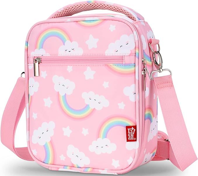 Lunch Box for Kids Girls Insulated Lunch Bag with Shoulder Strap and Pocket Pink Cute Lunch Coole... | Amazon (US)