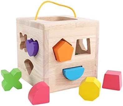 GEMEM Shape Sorter Toy My First Wooden 12 Building Blocks Geometry Learning Matching Sorting Gift... | Amazon (US)