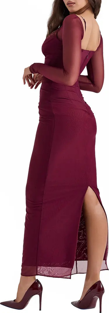 Katrina Lace Mesh Long Sleeve Gown | Nordstrom