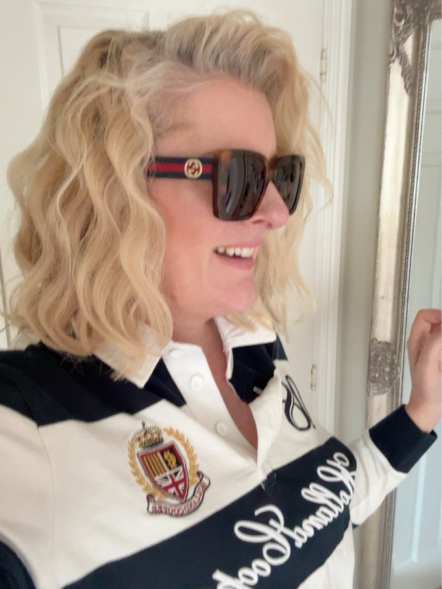 I love my Gucci sunglasses! I wear them all the time. These are brown with blue & red arms, but I love them so much I also got them in black with the classic green & red stripe. 
The rugby top I’m wearing is Holland cooper. 

U.K. blogger, designer, luxury, luxe, high end, over 40.

#LTKsummer #LTKtravel #LTKluxury