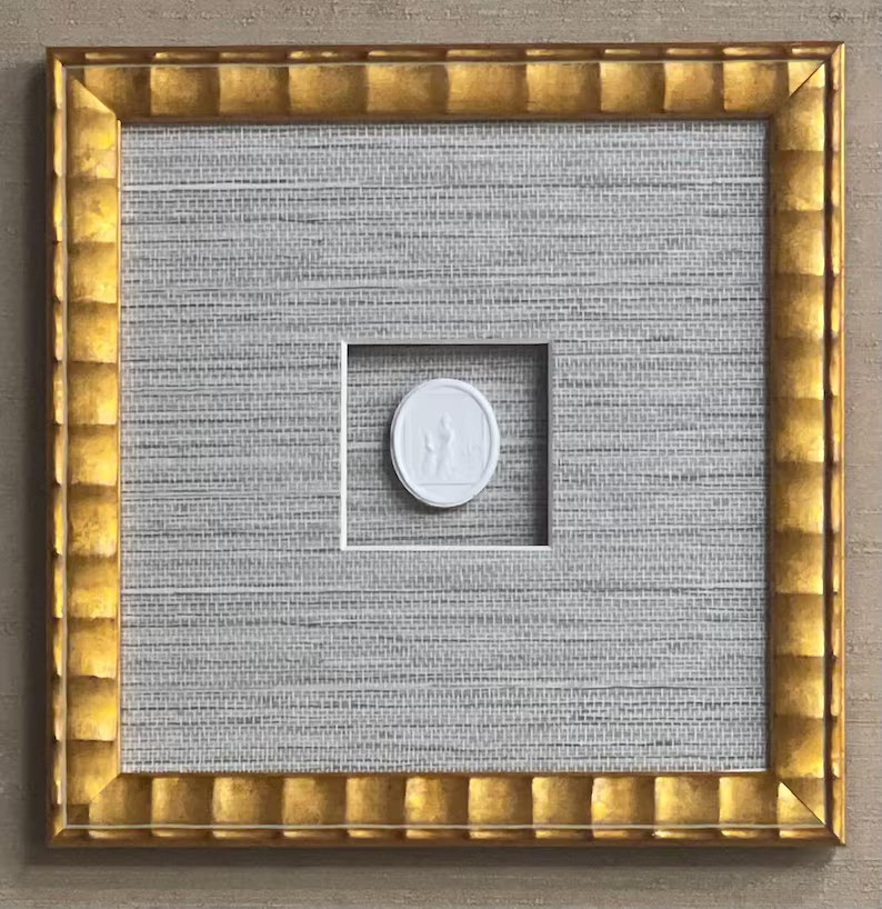 XL Intaglio on Blue Grass Cloth - Etsy | Etsy (US)