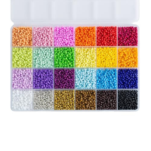YUYUDEHM Rainbow Color 3mm Seed Beads, 5200Pcs Glass Seed Beads Kit with Storage Box for DIY Necklace Bracelet Crafts | Amazon (US)