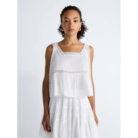 Scoop Women s and Women s Plus Cropped Lace Tank Top Sizes XS-4X | Walmart (US)