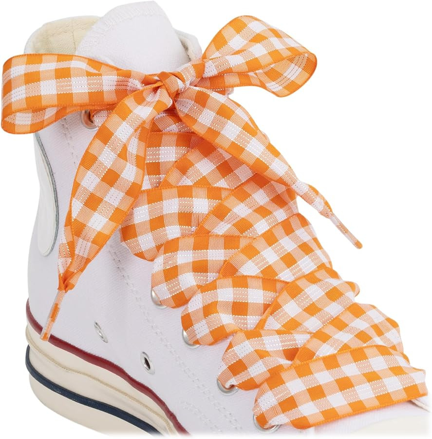 2 Pairs 1" Checkered Ribbon Shoe Laces for Sneakers and Boots | Amazon (US)