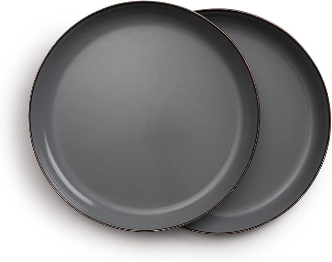 Barebones Enamel Deep Plate - Set of 2 Dinner Plates - Hand-Finished Baked Stainless Steel Trim P... | Amazon (US)