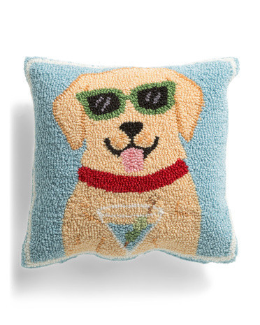 14X14 Lab With Martini Hook Pillow, Polyester | TJ Maxx