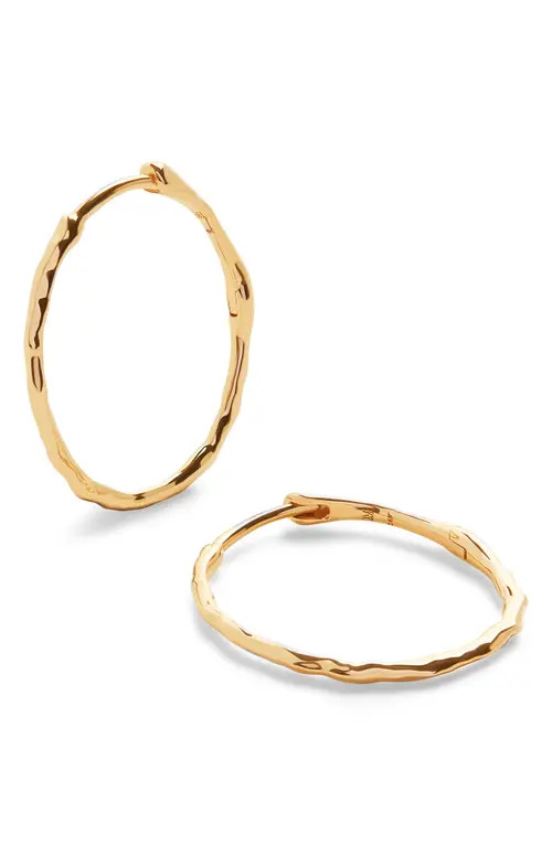Monica Vinader Siren Hammered Hoop Earrings in 14K Solid Gold at Nordstrom | Nordstrom