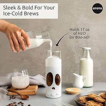 OTOTO NEW Bonesy Glass Tumbler with Straw and Lid - 17oz Cute Glass Water Bottle Tumblers, Goth A... | Amazon (US)