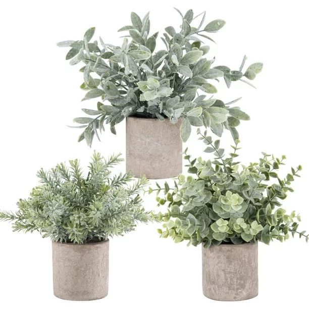 3 Pack Mini Potted Fake Plants Artificial  Plastic  Eucalyptus Plants for Home Office Desk Room D... | Walmart (US)