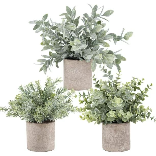 3 Pack Mini Potted Fake Plants Artificial  Plastic  Eucalyptus Plants for Home Office Desk Room D... | Walmart (US)