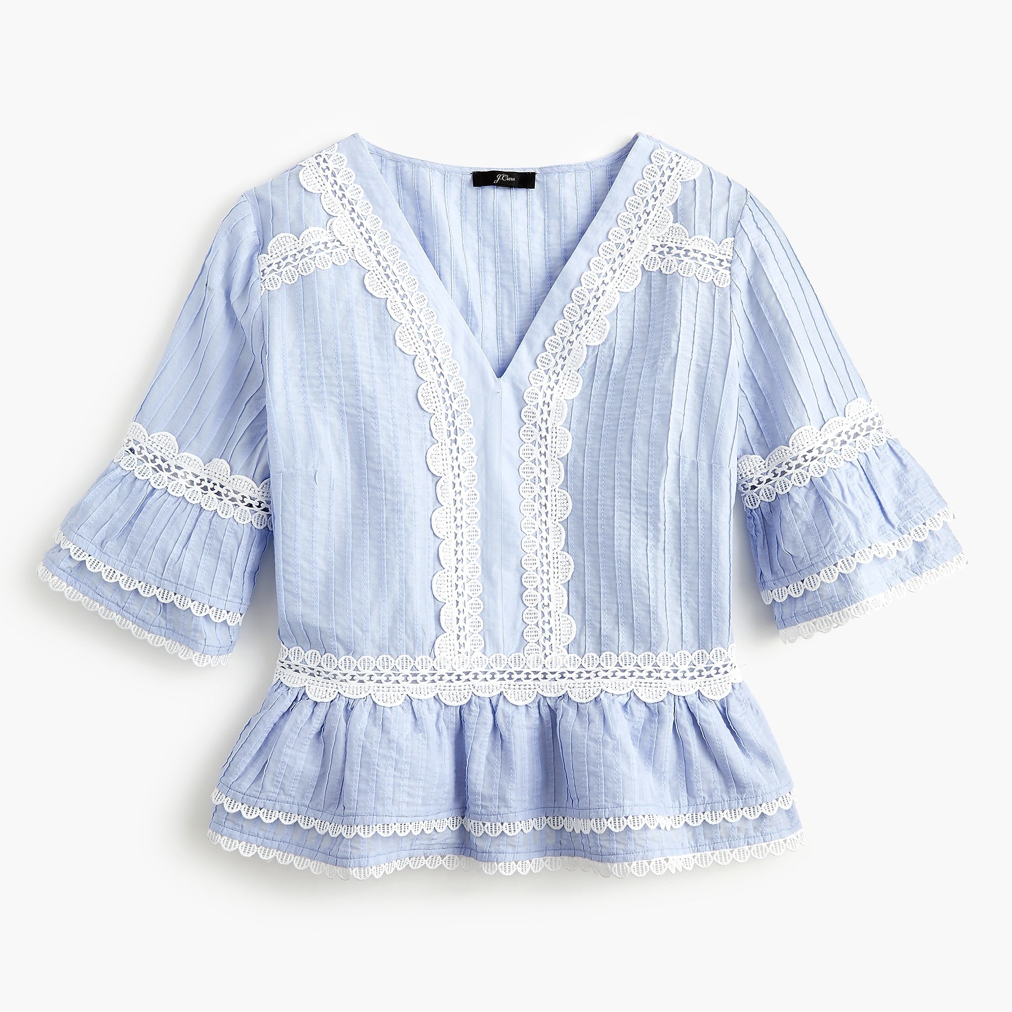 Lace-trimmed short-sleeve top | J. Crew US