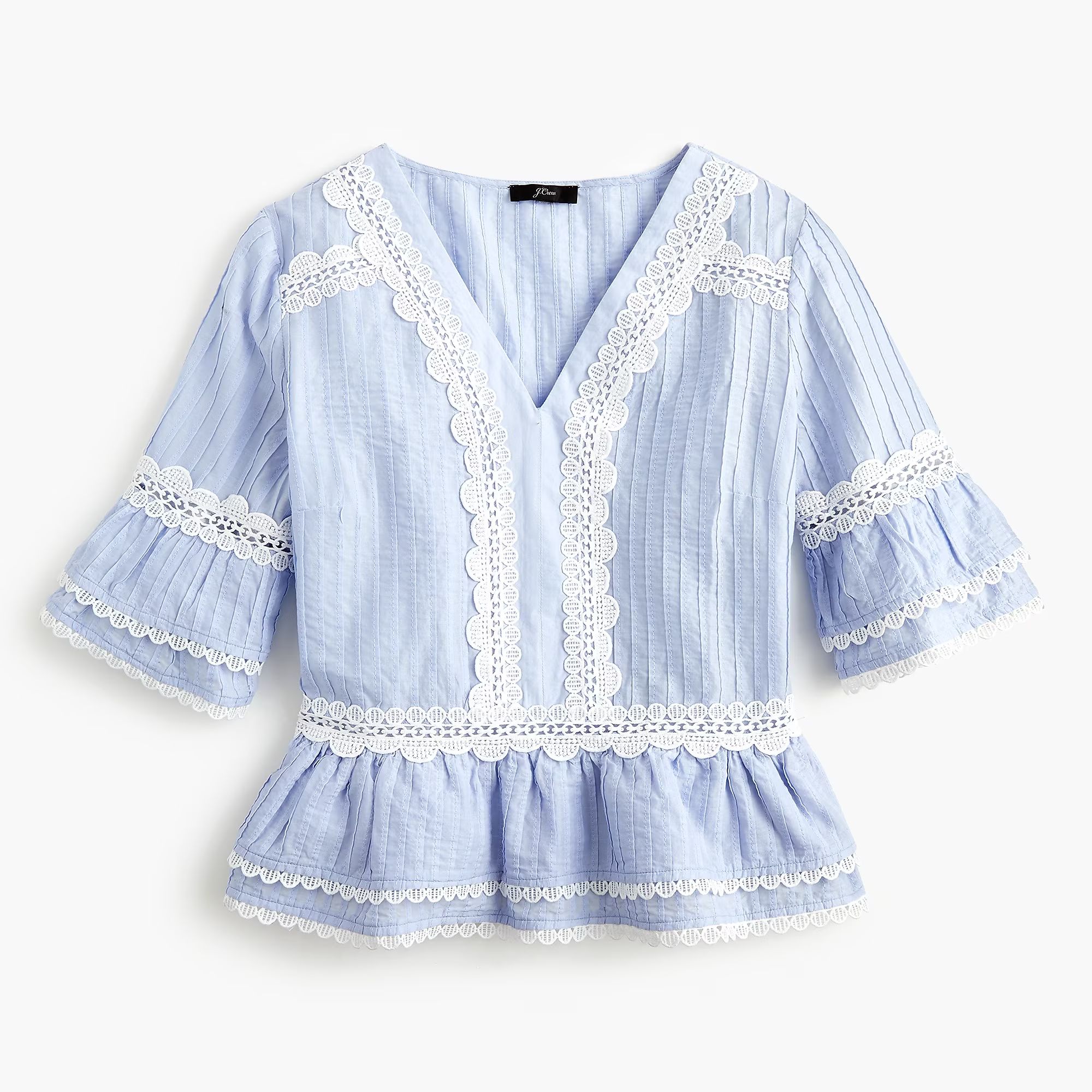 Lace-trimmed short-sleeve top | J.Crew US