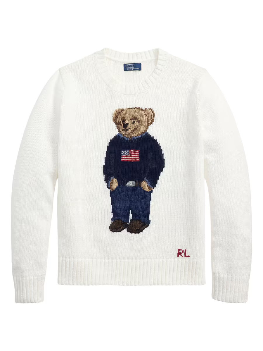 Polo Ralph Lauren Cotton-Linen Crewneck Bear Sweater | Saks Fifth Avenue | Saks Fifth Avenue