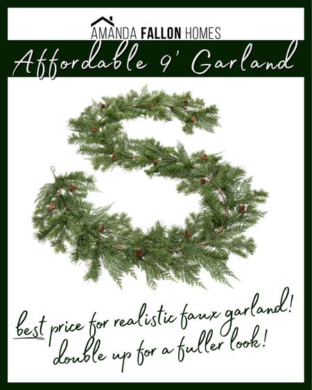 Best price on realistic faux garland! And this one is 9’ long! 👍🏼 Love the pine cone detail. I recommend doubling up for fullness or layering on top of a fuller, basic garland.

Faux garland. Cypress garland. Cedar garland. Juniper garland. Walmart. 

#LTKHoliday #LTKhome #LTKunder50