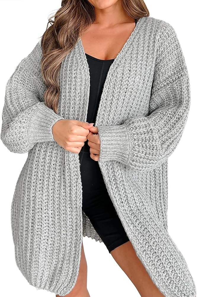 Libsorge Womens Oversized Cute Waffle Chunky Knit Long Cardigan Fall Winter 2024 Spring 2024 Tren... | Amazon (US)