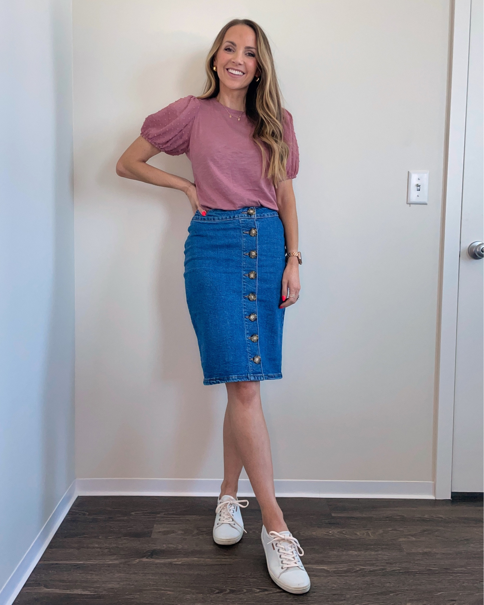 @maurices denim skirt with puff sleeve top for everyday summer style, sightseeing, or casual gathering // wearing size 2 in skirt, size XS in top

#LTKstyletip #LTKunder50 #LTKtravel