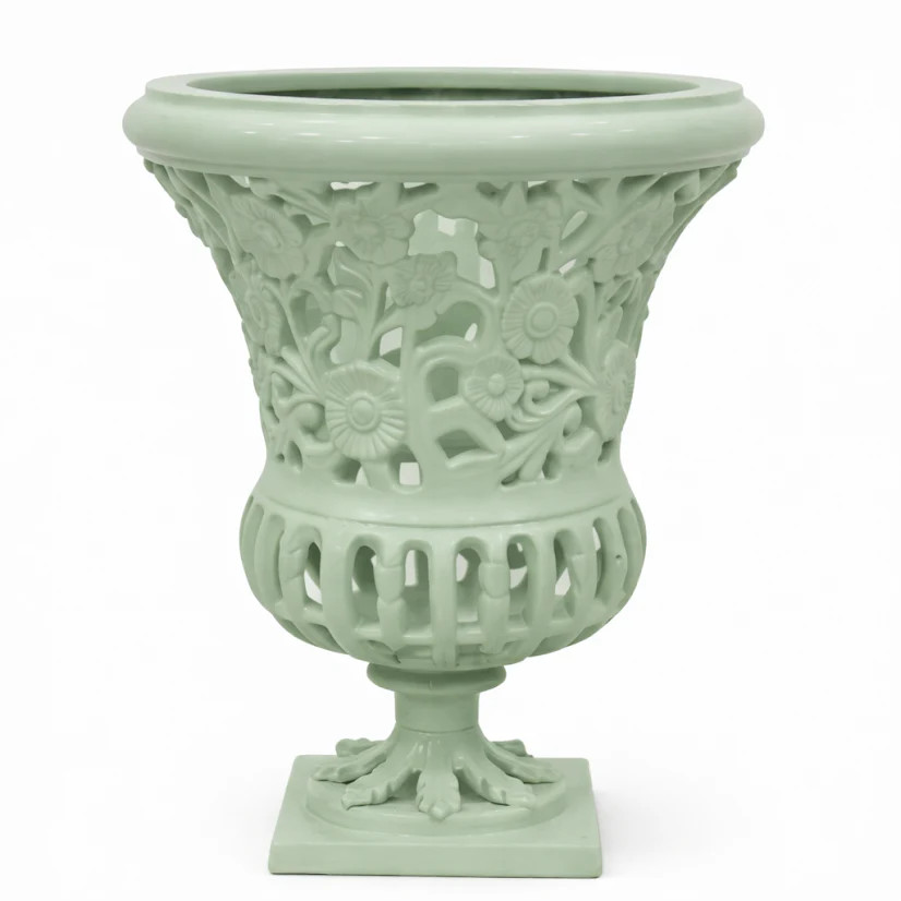 16" Soft Green Floral Urn | The Enchanted Home