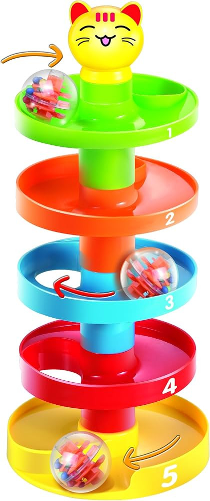 5 Layer Ball Drop and Roll Swirling Tower for Baby and Toddler Development Educational Toys | Sta... | Amazon (US)