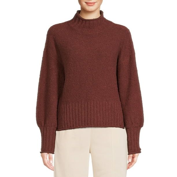 Wild Skye Juniors’ Drop Shoulder Pullover with Mock Neck - Walmart.com | Walmart (US)