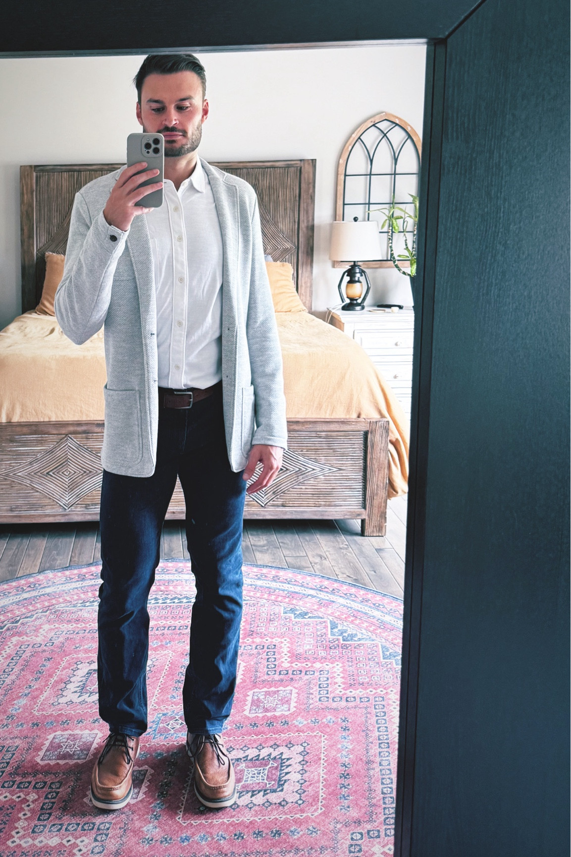 Casual-ish work outfit from Faherty. Dark blue jeans. Inlet blazer. White button down. 32x34 pants. Large tall in both tops. Over 6’2’, go with the tall sizes. Under 6’2, the regular will work. I’m 6’4 and 200  

#LTKMens #LTKStyleTip #LTKWorkwear