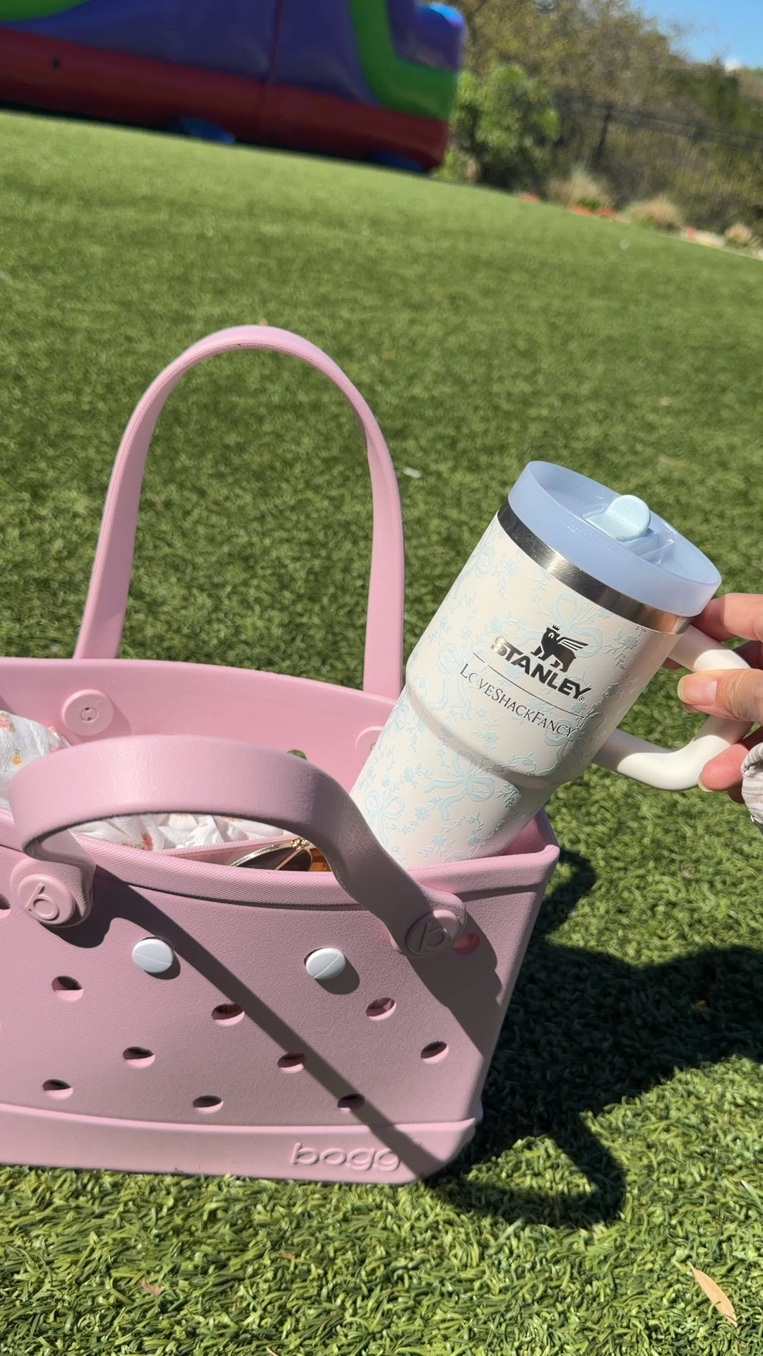 Love shack fancy cup and mini bog 

#LTKSwim #LTKdayinmylife #LTKActive