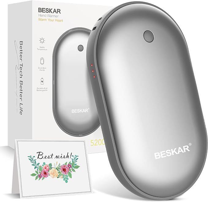 BESKAR Rechargeable Hand Warmer, USB Electric Handwarmer with Double-Sided Heating & Quick Charge... | Amazon (US)