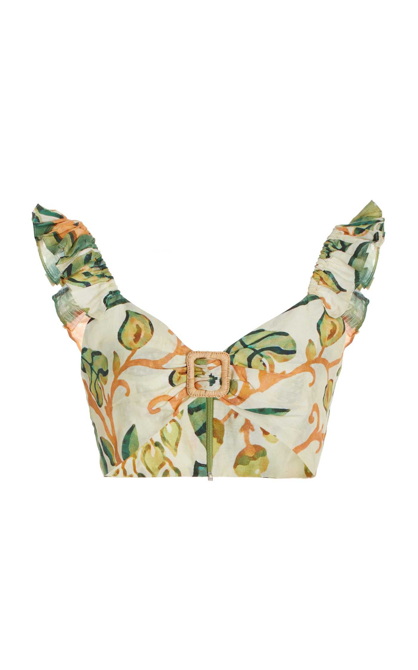 Gena Printed Linen-Blend Crop Top | Moda Operandi (Global)