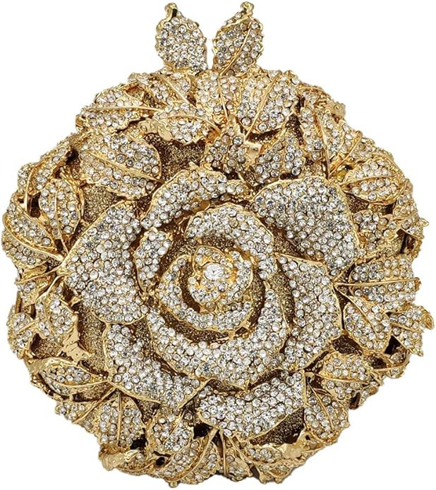 Boutique De FGG Round Rose Flower Crystal Clutch Purses for Women Formal Evening Bags Wedding Clu... | Amazon (US)
