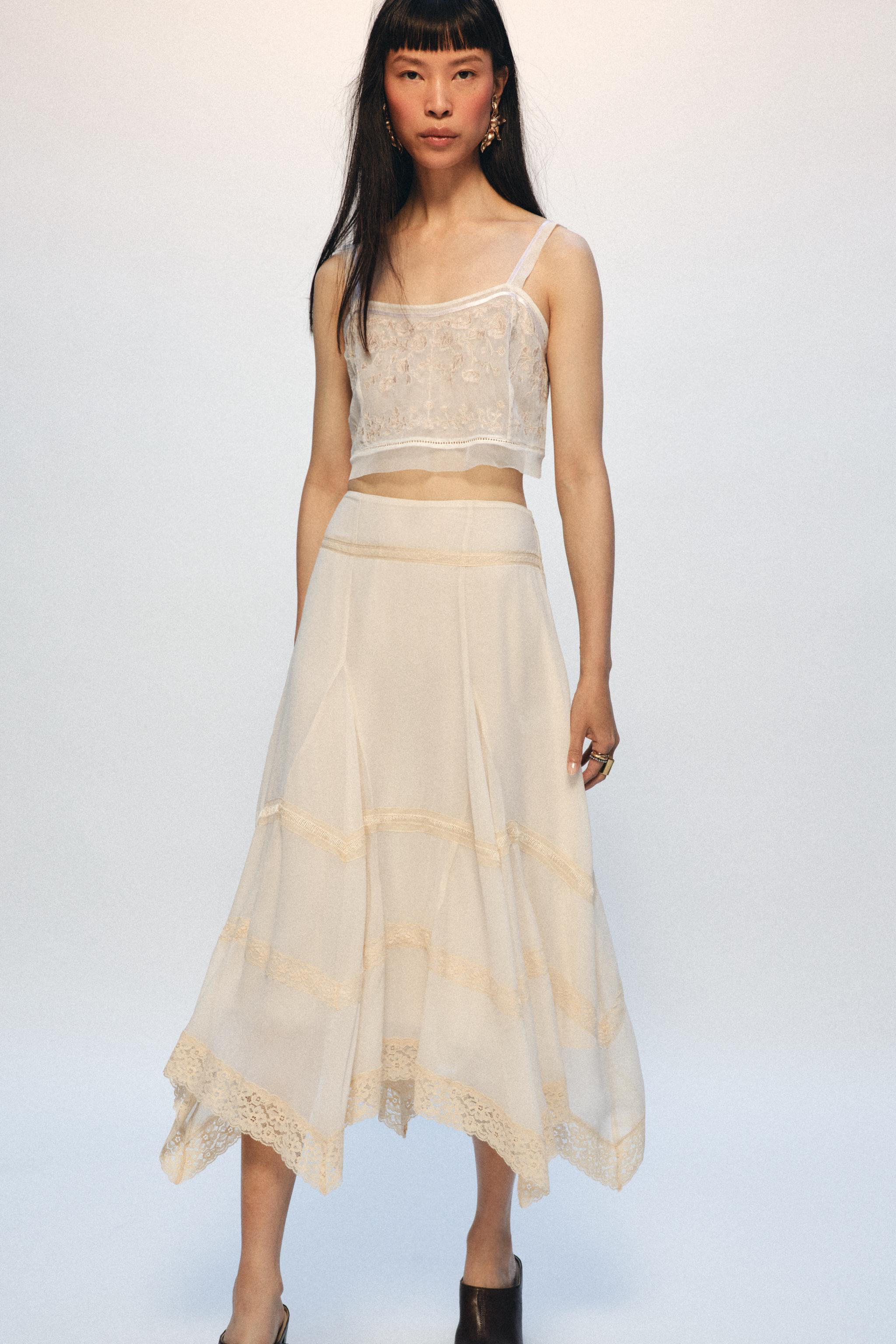 ZW COLLECTION COMBINATION LACE SKIRT | Zara US