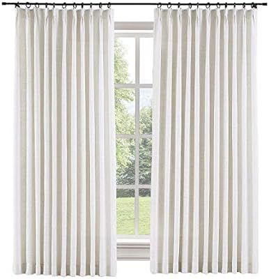 ChadMade 72" W x 96" L Polyester Linen Drapes with Blackout Thermal Lining Pinch Pleat Curtain fo... | Amazon (US)