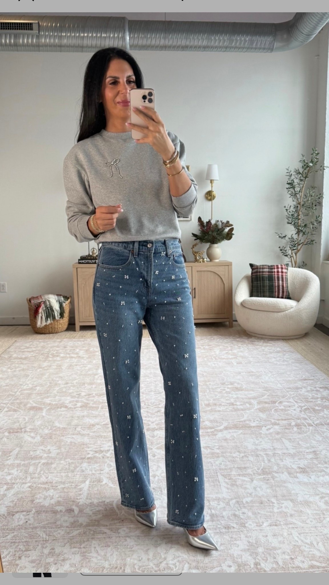 Sale on sale 
Code: HolidayRush

My Target sweatshirt is on drop as well! And Abercrombie denim is sale on sale 
Code: Holidayrush 
Casual, comfortable- yet elevated for the holidays.  These new Abercrombie jeans have pearl details that make them look so chic.  
This Target sweatshirt has a small rhinestone bow that is comfortable yet elevated. 
Sweatshirt - small 
Denim - 27 long 


#LTKCyberWeek #LTKOver40 #LTKU #LTKHoliday #LTKTall