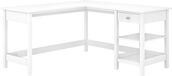 Bush Furniture Broadview L Shaped Computer Desk with Storage, 60W, Pure White | Amazon (US)