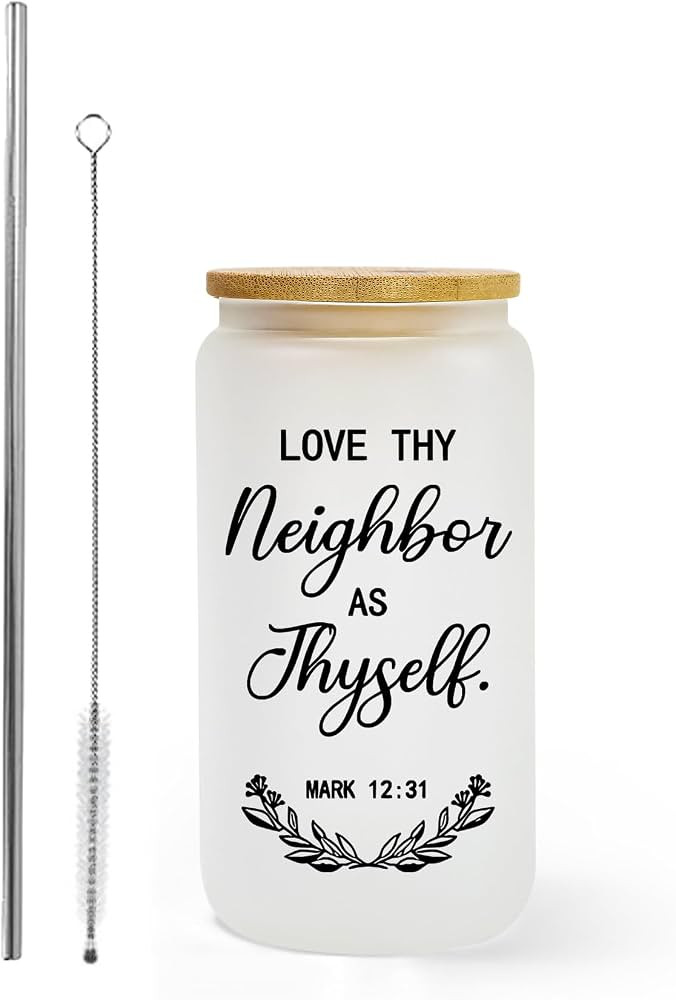 Amazon.com: AGH Christian Gift for Women, 16oz Glass Tumbler with Lid and Straw- Inspirational Re... | Amazon (US)