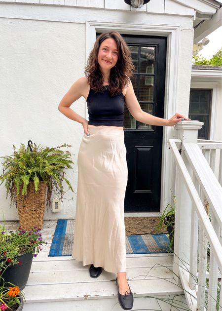 This feels like the perfect summer date night outfit 🦪 This skirt is washable silk & it was so comfortable to wear all night! It also comes in a midi & mini length & there are so many color options! I like the maxi paired with ballet flats for a classic yet of-the-moment look  

#LTKFindsUnder100 #LTKParties #LTKFindsUnder50