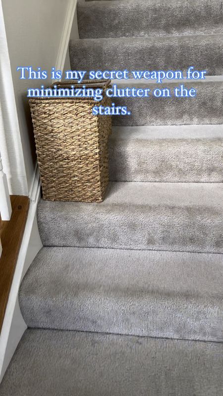 The easiest way to quickly hide clutter on the stairs- a basket! 

#LTKhome #LTKVideo #LTKfindsunder50
