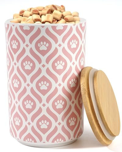 Greenline Goods Premium Dog Treat Ceramic Canister Set – Pink Airtight Canister for Fresh Treats, Ceramic Jar & Containers with Lids, Farmhouse Canisters, Ideal Kitchen Canisters for Countertop | Amazon (US)
