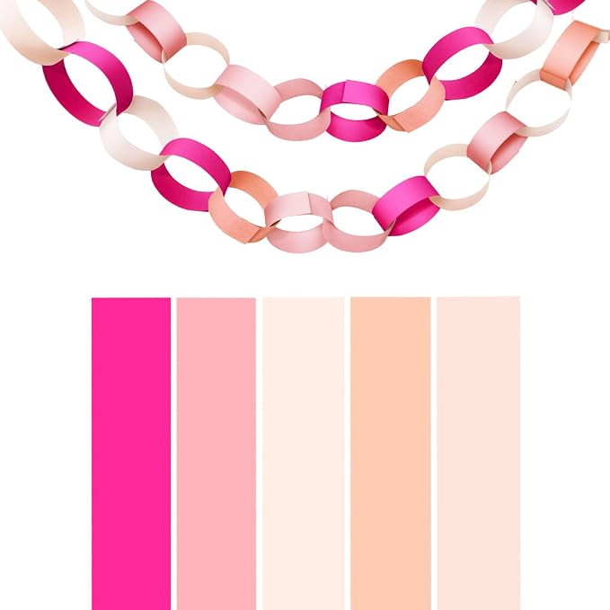 Pink Paper Chain Strips, Assorted Pink Shades Cardstock Craft Strips | Amazon (US)