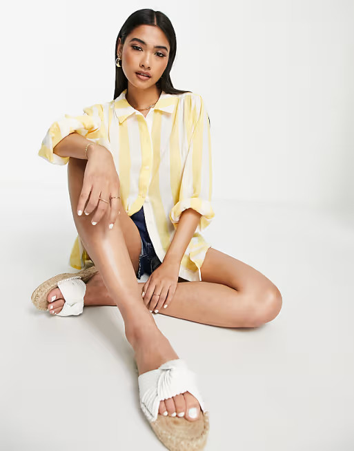 Vila shirt in lemon stripe | ASOS (Global)