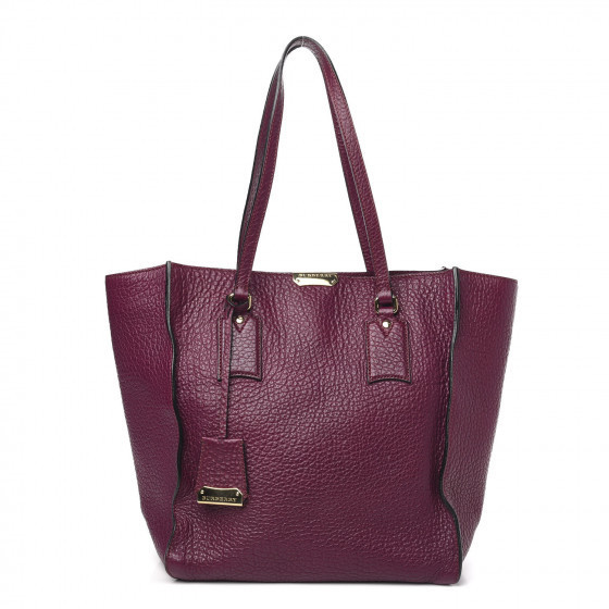 BURBERRY Heritage Grain Medium Woodbury Tote Dark Plum | Fashionphile