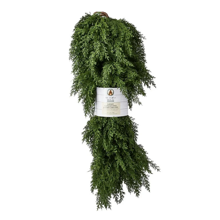 My Texas House 9ft Non-lit Natural Feel Cedar Green Artificial Christmas Garland, Soft PE | Walmart (US)