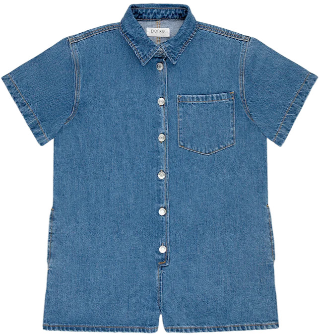 Short Sleeve Denim Romper | Parke