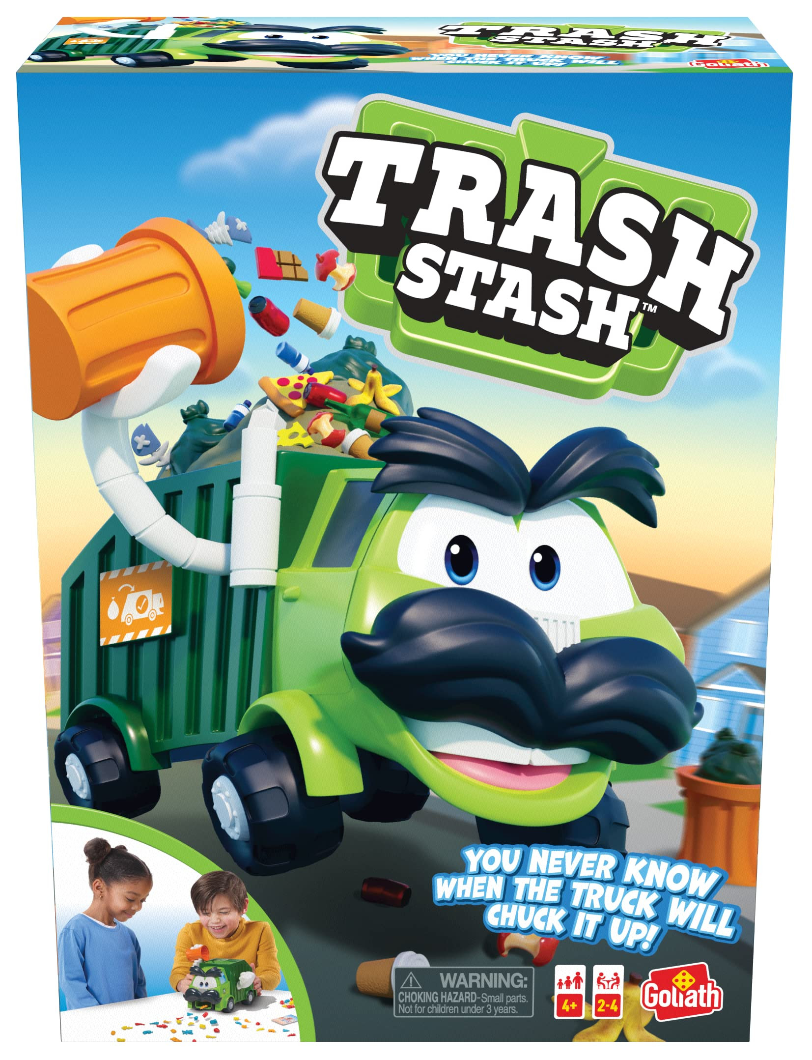 Goliath Trash Stash Game - Fill Trashcan, Watch It Dump Into Garbage Truck Or Truck Chucks It Up ... | Amazon (US)