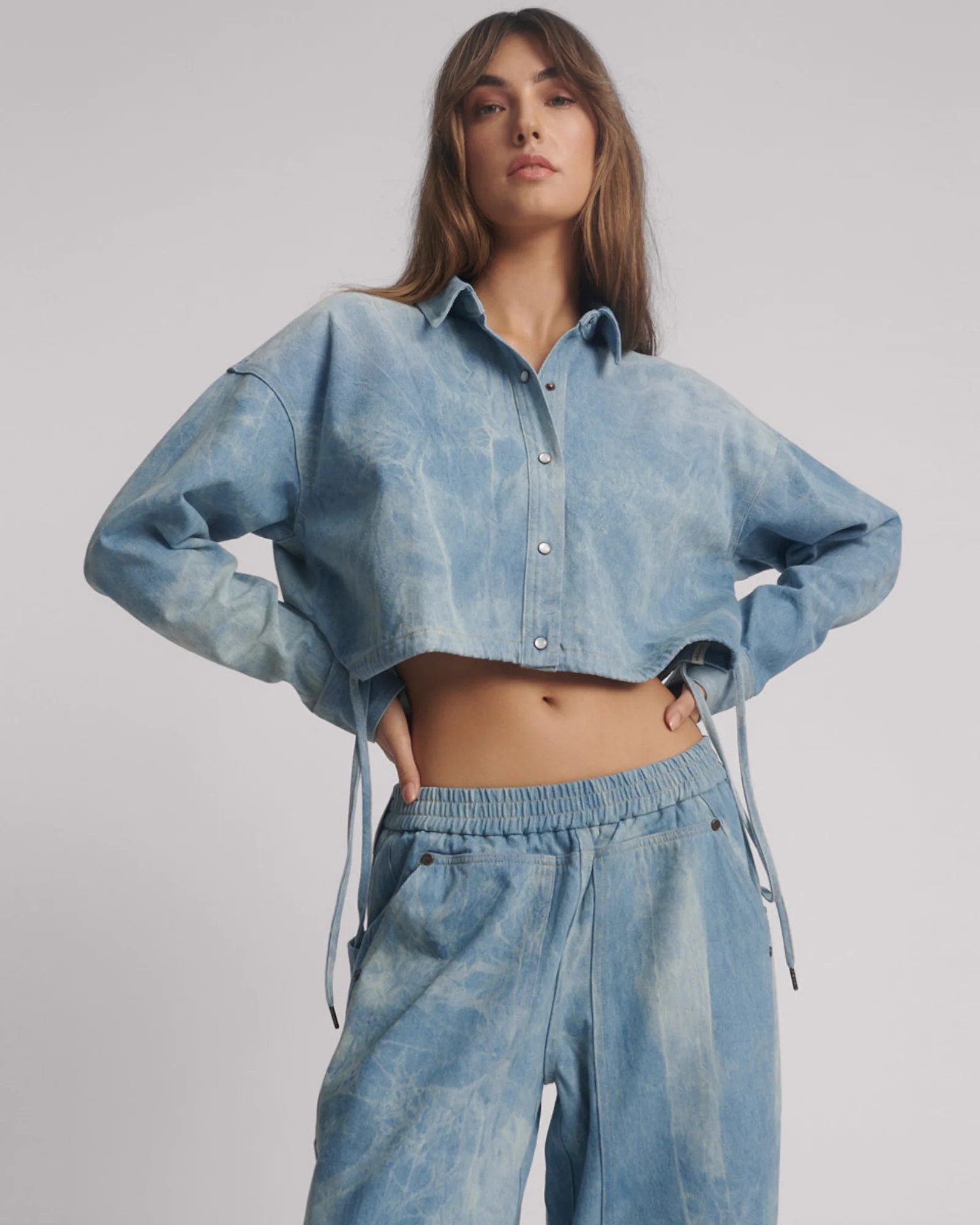 Denim Bubble Shirt - Sea Water Blue | One Teaspoon | OneTeaspoon