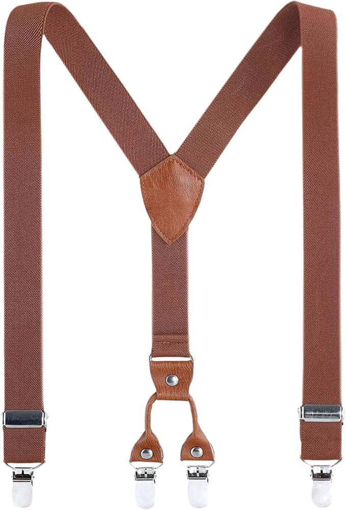 AWAYTR Kids Boys Adults Suspenders - 4 Sizes Sturdy Metal Clips Elastic Adjustable Suspender | Amazon (US)