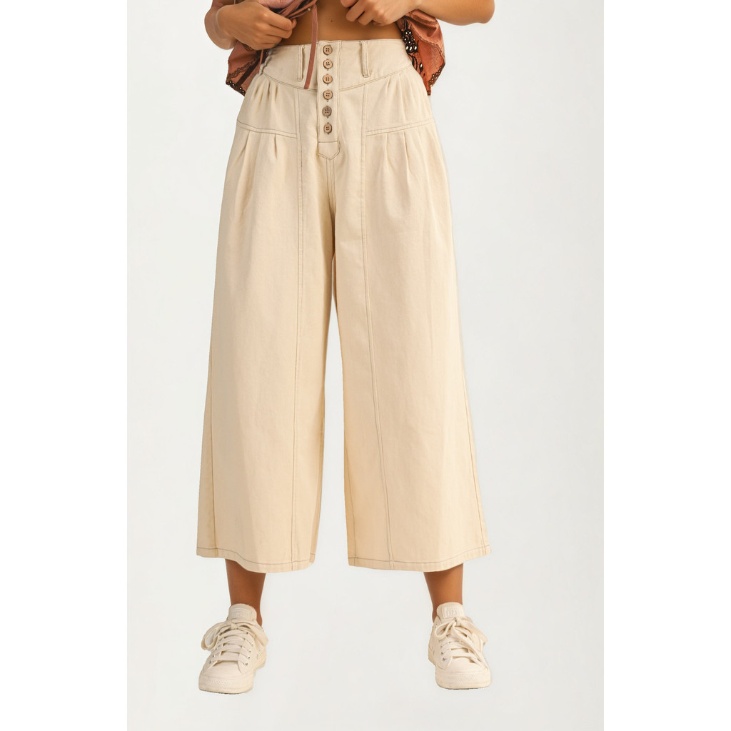 Knit and Lounge High Waist Wide-Leg Cropped Pants in Beige at Nordstrom, Size Large | Nordstrom