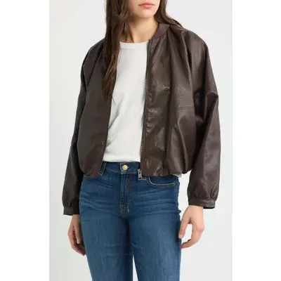 CITY BLUES Faux Leather Jacket in Brown at Nordstrom, Size Medium | Nordstrom